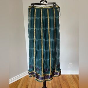 Soft Surroundings Maxi Skirt with gold trim embroidery sequin gorgeous size M